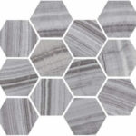 Silver/Natural Hexagon Mosaic