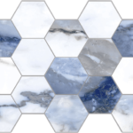 Blue/Natural Hexagon Mosaic