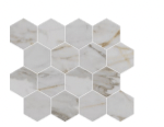 Imperial Gold Calacatta/Matte Hexagon Mosaic